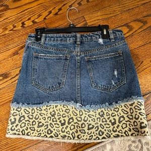Cheetah denim mini skirt